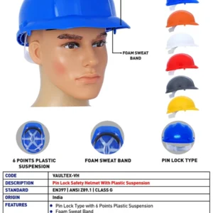 VH Pin Lock Safety Helmet with Plastic Suspension